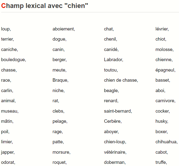 champ lexical